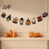 Halloween Party Decorations 8Pcs Bunting Banner Pumpkin Ghost Bat Witch Cartoon Hanging Garland Cute Props Retro Wooden Wall Flag for Home