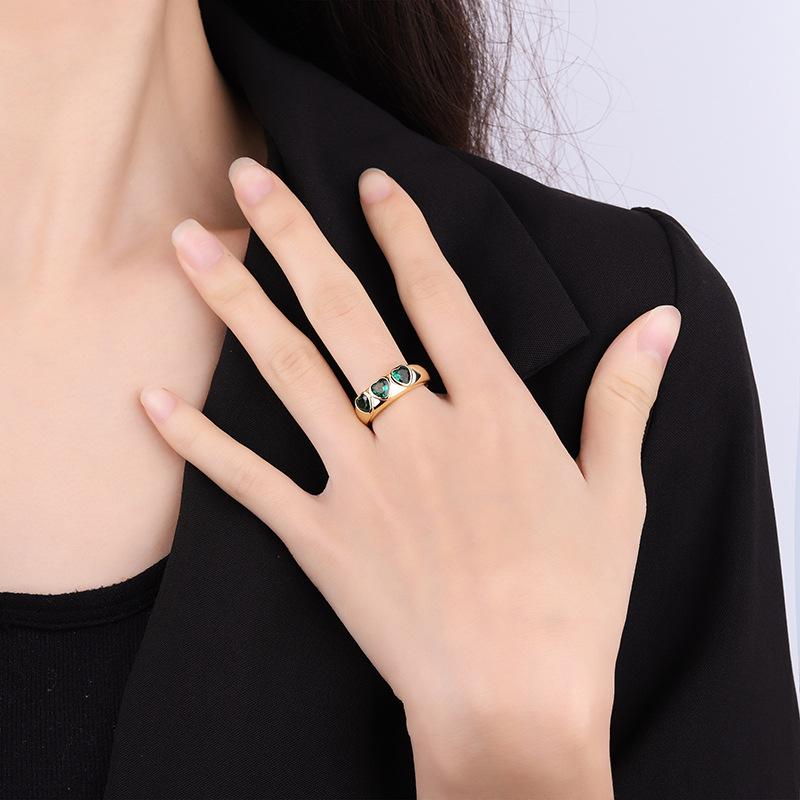 Jewelry Copper Bottom Gold-Plated Tide Color Treasure Heart-Shaped Gold Living Ring Children