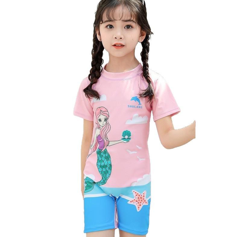 Trendy Kids' Swimsuit Set with Hat for Girls, Ages 2-13 - One-Piece for Toddlers, Medium, and Large Children