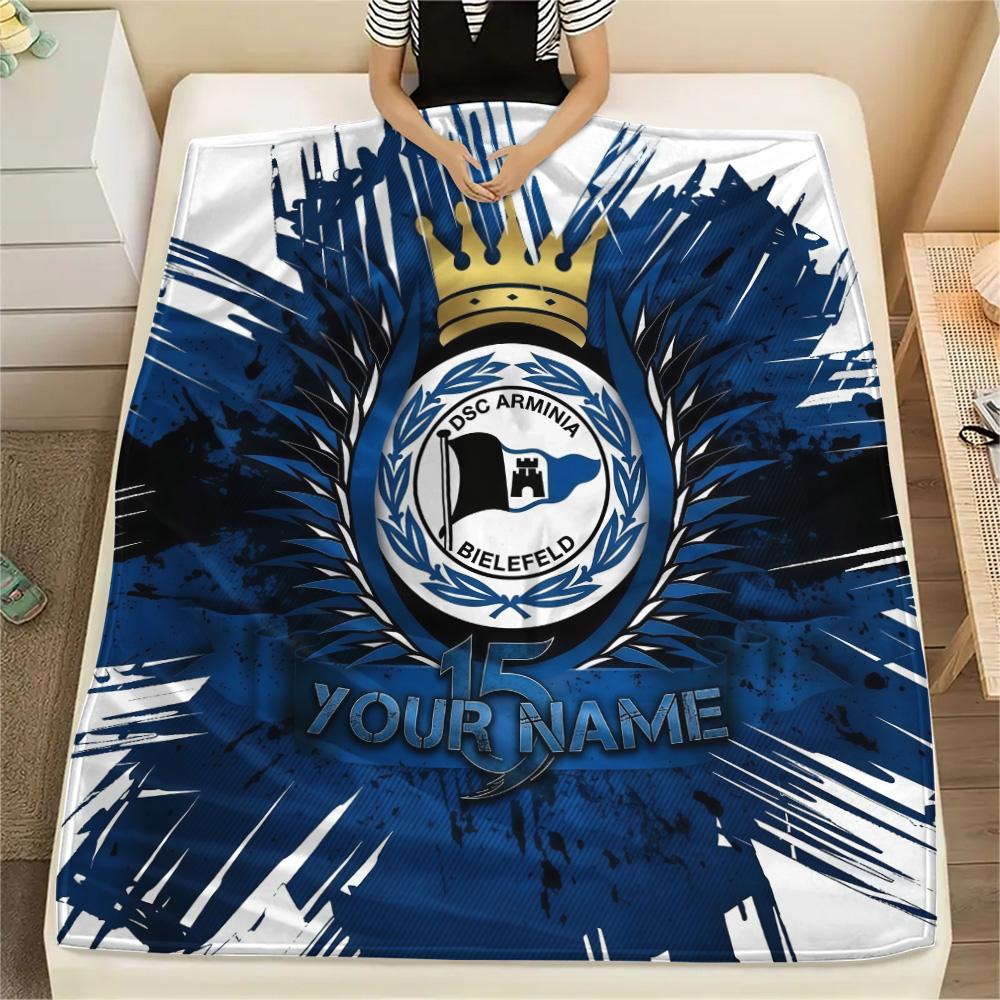 Custom Name Arminia Bielefeld Flannel Blanket, High quality Comfortable for All Seasons, Home Decor, Warmth and Comfort