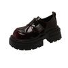 2025 Spring New British Style Small Leather Shoes One Pedal Platform Velcro Red Loafers Women's Lazy Single Shoes