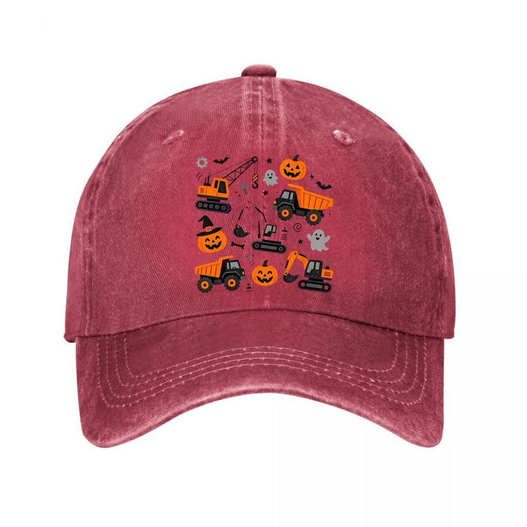 Halloween Construction Pumpkin Machi  New Vintage Washed Cotton Baseball Cap Sun Hats