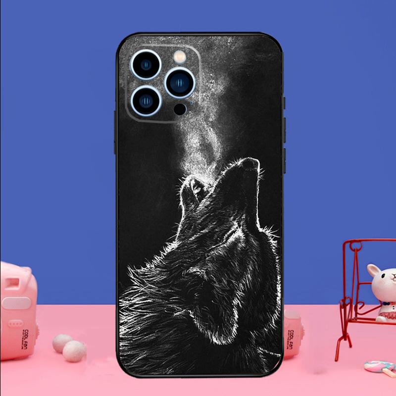 Wolf Art Black Phone Case For iPhone 17 Air 16 15 14 11 12 13 Pro Max 13 Mini 15 16 Plus 16e Bumper Cover