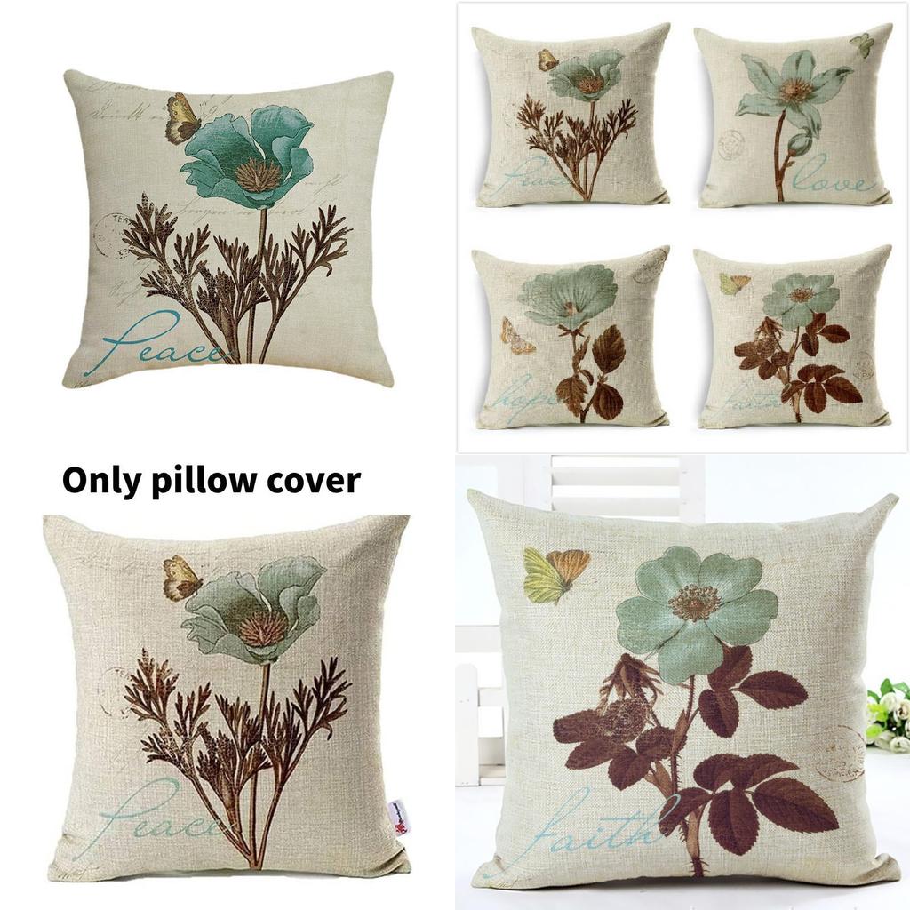 Spring Summer Floral Butterfly Pillow Cover With Polyester Fabric For Living Room And Bedroom
