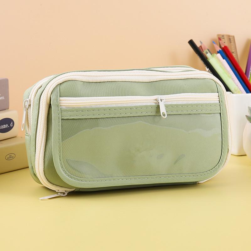 Durable Canvas Stationery Storage Box With Multiple Compartments For Middle School Students