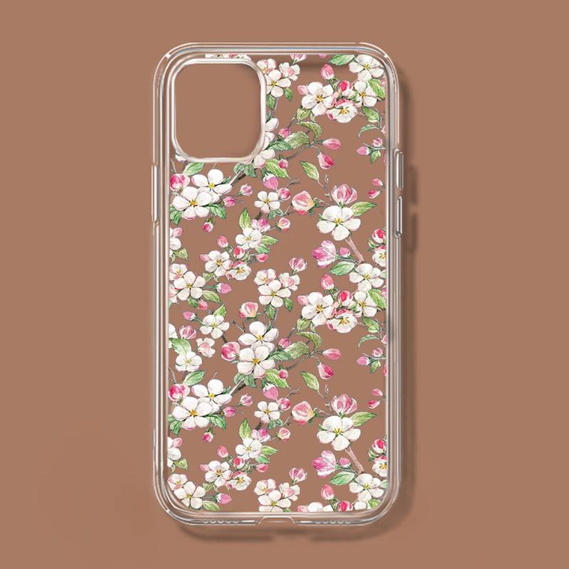 Flower Bud pattern Phone Case Transparent soft For iphone 11 13 12 14 x xs xr pro max mini plus
