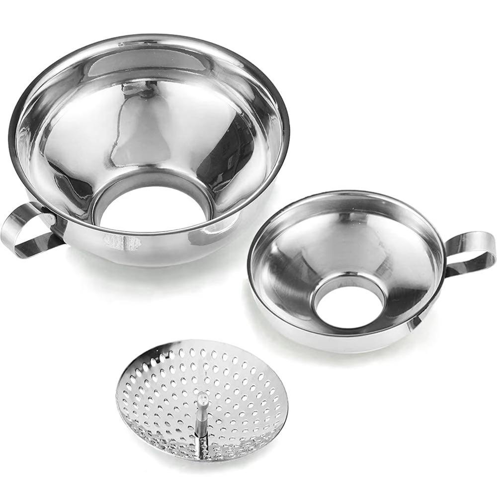 Stainless Steel Canning Funnel Wide Mouth Oil Filter Funnel Kitchen Funnel Set Salad Dressing