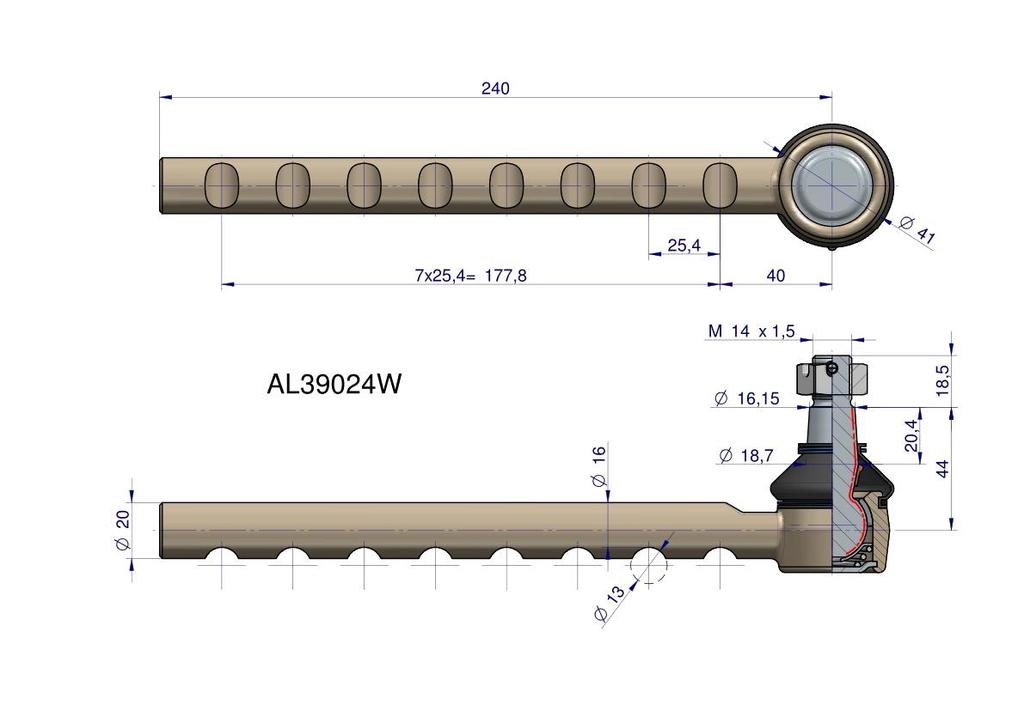 Steering Joint 240mm AL39019 WARYŃSKI