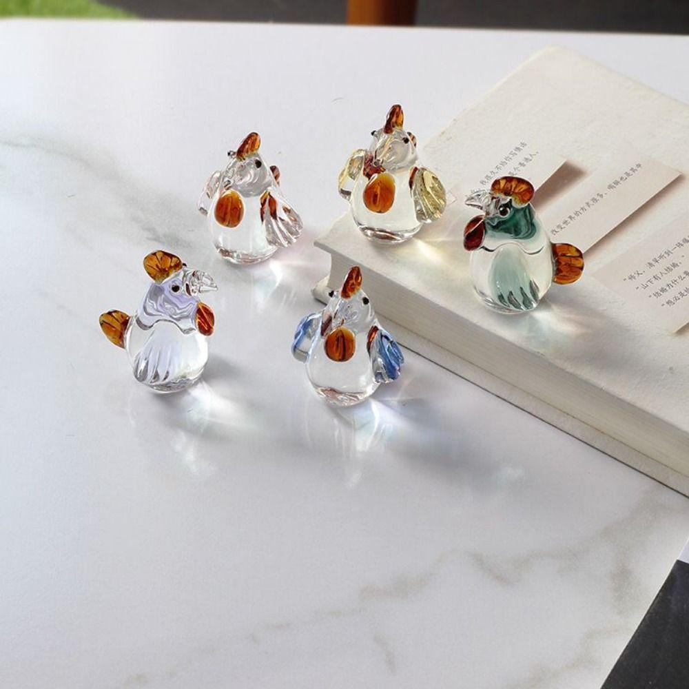 Niedliche Kristall Hahn Ornament Glasierte Tierfigur DIY Hühnerfigur Desktop