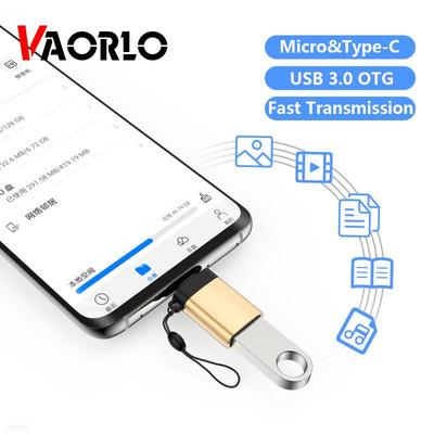 VAORLO Mini OTG Adapter For Micro and Type-C USB 3.0 High Speed Transmission for Samsung Xiaomi Android Data Drive Mouse Connector
