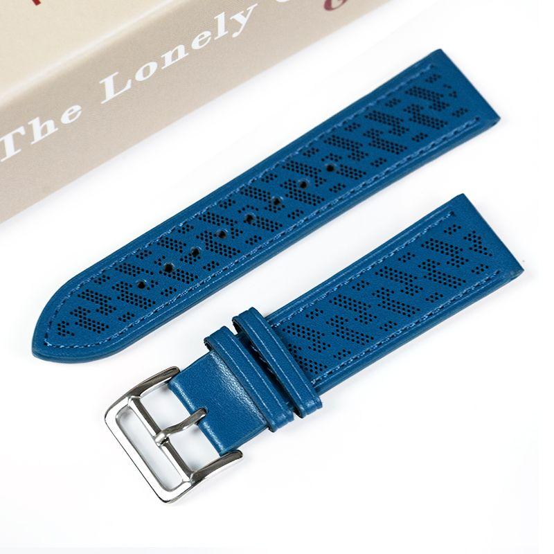 22mm Calf Leather Universal Watch Band for Smart Watch-Genuine Leather Calf Leather Breathable Open Hole Watch Band for Huawei Watch Xiaomi Watch