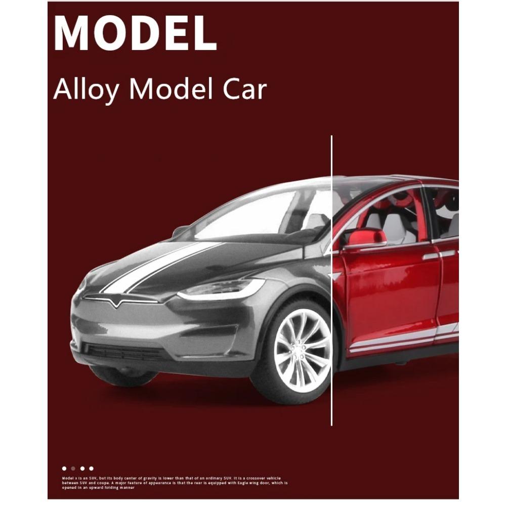 1/24 Tesla Model X SUV Alloy Car Model Diecast Metal Vehicles Car Model Simulation Sound and Light Collection Childrens Toy Gift