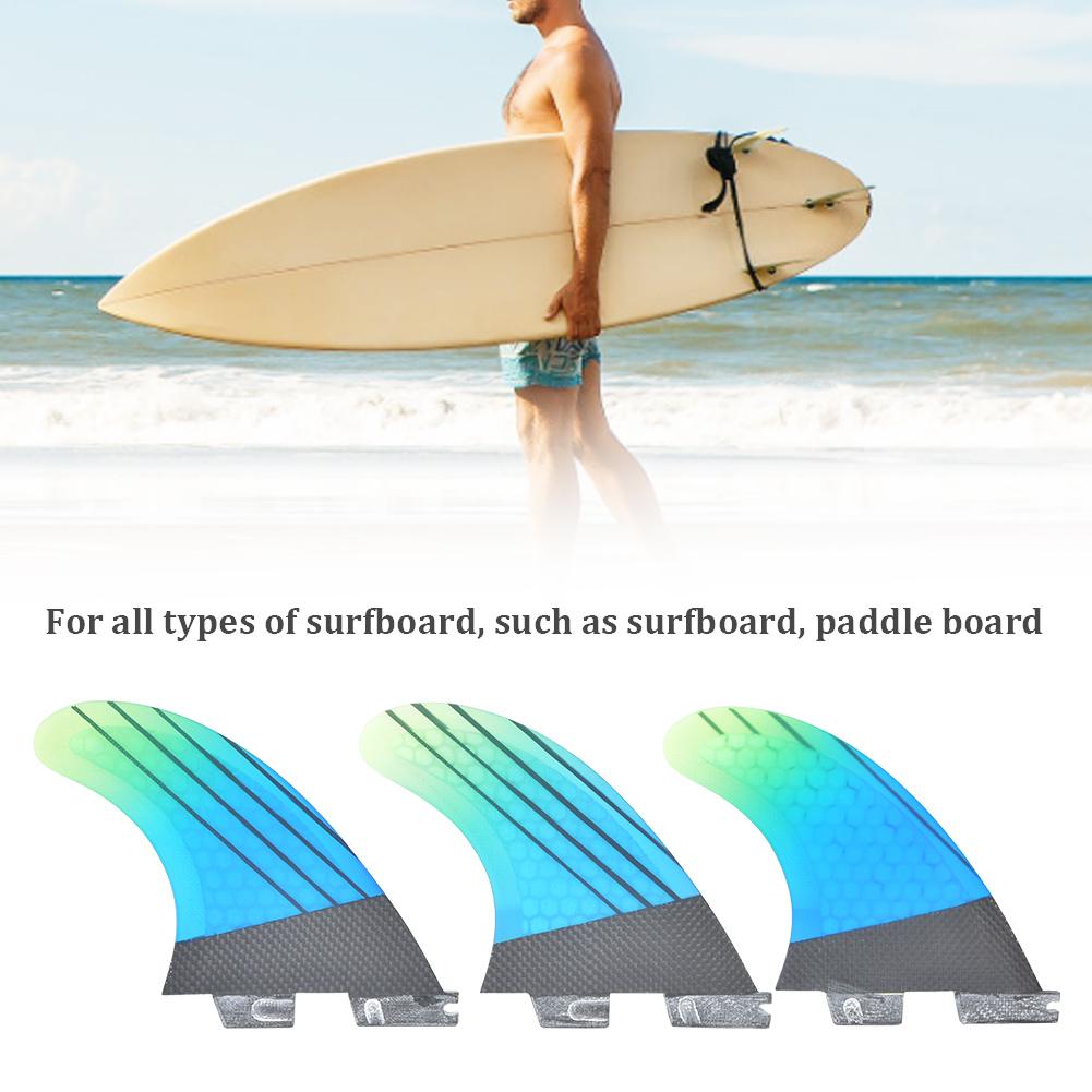 Fiberglas FCS2 Stylische blau-grüne Farbverlauf-Surfboard-Heckfinne Flexibles Surfzubehör