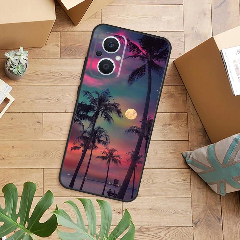 Stars Space Palm Trees Phone Case For OPPO Reno 14 13 12 11 F 10 Pro 8T 7 8 Lite OPPO Find X8 X6 X5 X9 Pro Cover