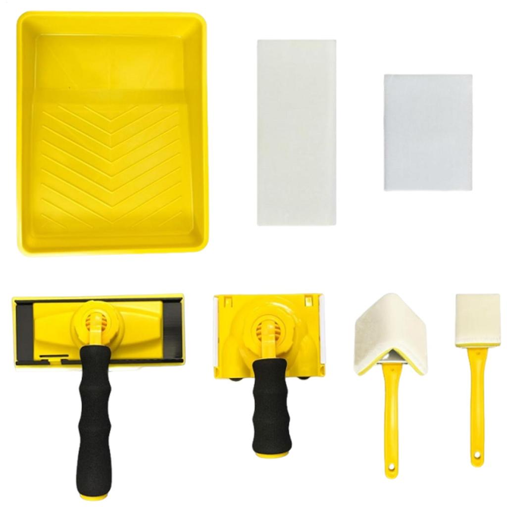 Edge Painting Tool Corner Brush Kit 360 Degree Rotation Handle Paint Pad Tray Set For Home Renovation Wall Ceiling Door Frame