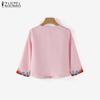 ZANZEA Women Casual Round Neck Summer 3/4 Sleeve Print Blouse