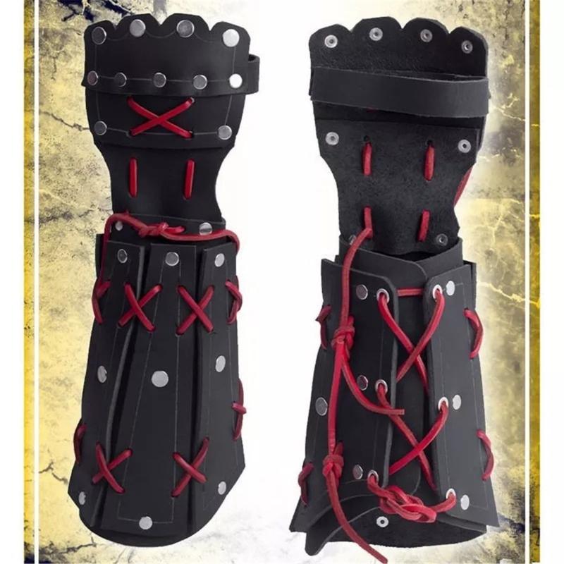 Kožená náramenní rukavice Středověká ochrana paže Kostým pro hraní rolí Nastavitelné nárameníky