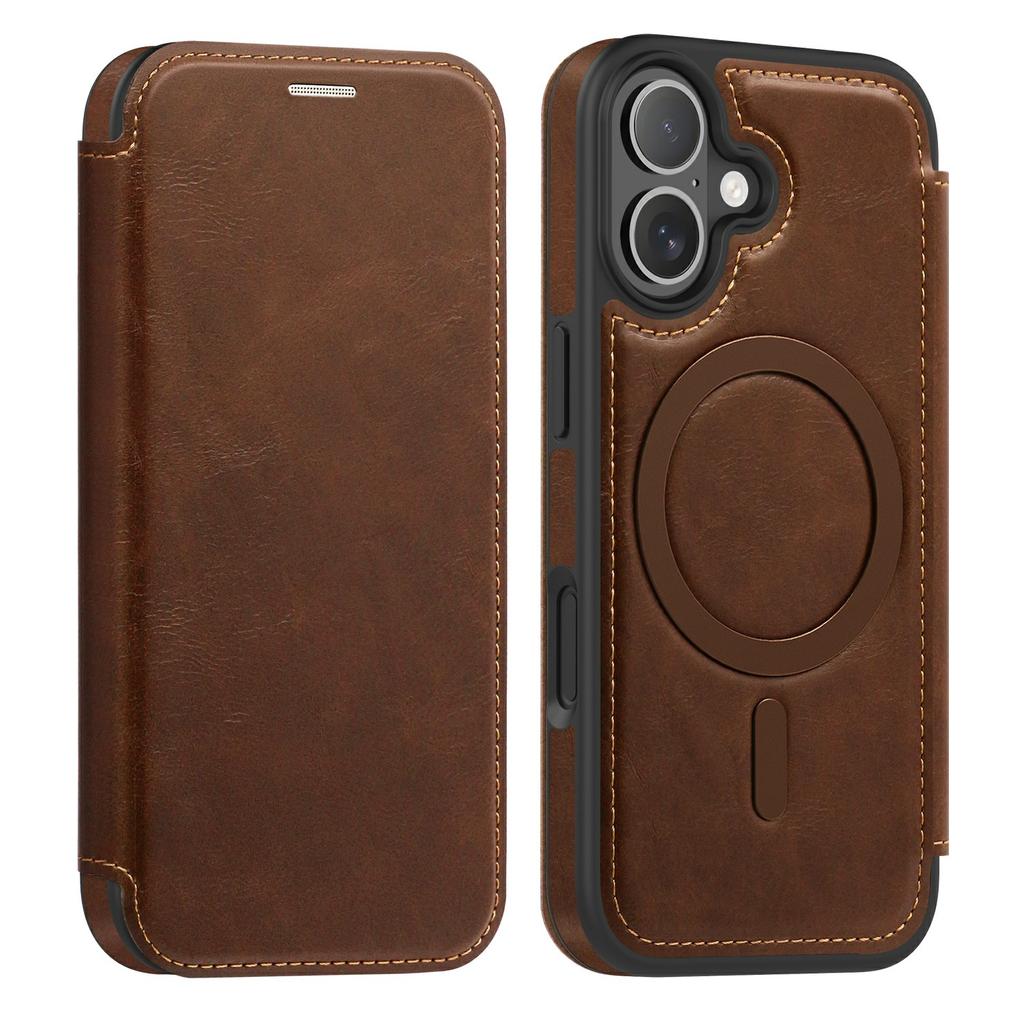 For iPhone 17 Case Compatible with MagSafe RFID Blocking Card Holder Leather Phone Cover