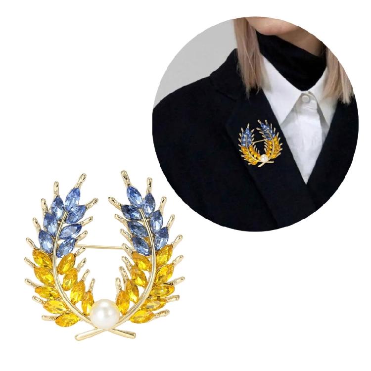 Unique Threaded Fringe Lapel Pin with Stone Accent Wheat Ear Brooches Accessory Fashionable Women's Clothing Accessory