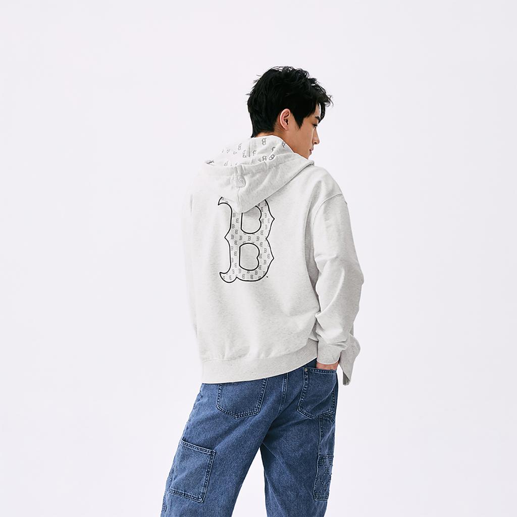 New MLB MONOGRAM Collection Boston Red Sox SS25 Jacket Unisex Light Heather Gray 3ATRM0451-43MGL