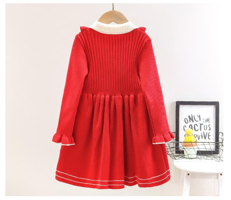 Girls' 2025 Princess Style Sweater Dress - Knitted Pullover for Spring & Winter, Korean Fashionable Wool Dress.
