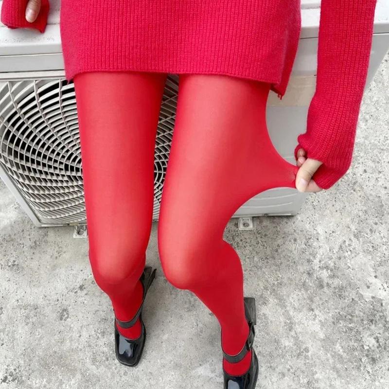 Super Elastic Large Size Leggings Red Women Sexy Tights Spring Autumn Winter Y2k 2025 Women Tights Slim Stockings Pantyhose