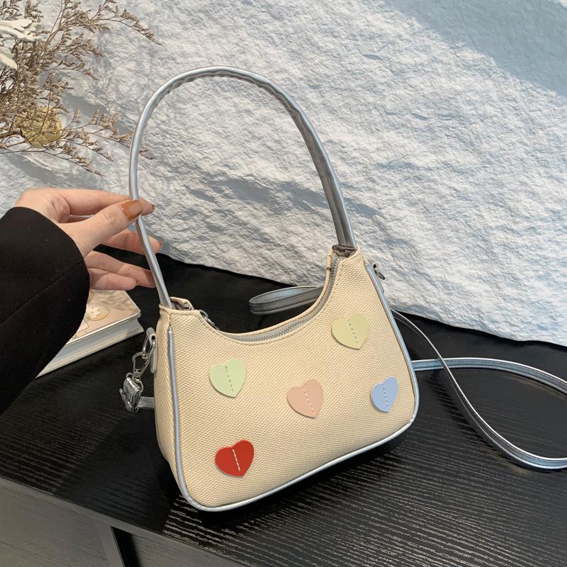 Fashion small fresh armpit bag 2025 autumn new high-value peach heart casual versatile shoulder messenger bag