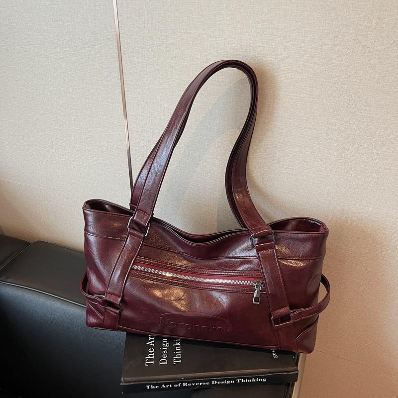 Large-capacity Commuter Tote Bag Women's Autumn New Fashionable and Simple Oblique Span Bag Shoulder Bag Retro Armpit Bag