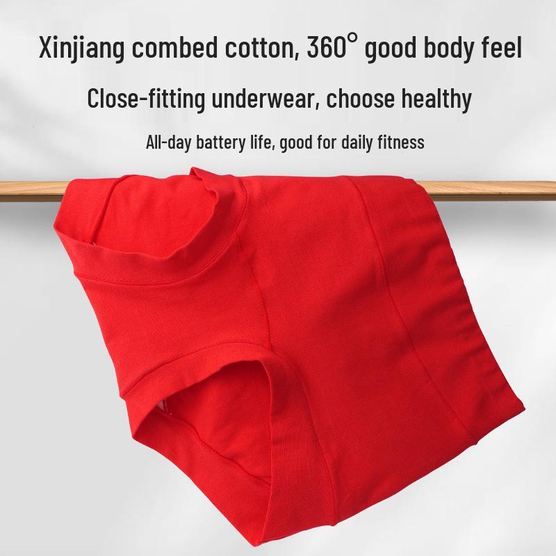 Women's Bright Red High-Waisted Comfort Fit Cotton Hip-Lifting Briefs