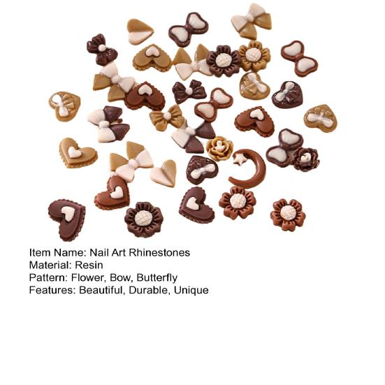 30Pcs/Bag Resin Camellia Art Rhinestones Bowknot Beautiful Durable Eco-friendly Nail Nail Accessories