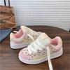 Pink versatile dopamine strawberry single shoes summer new design board shoes women's casual bread shoes