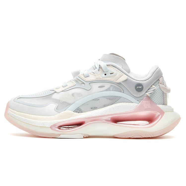 New LiNing Exceed Infinity Running Shoes Women's Low Top White/Grey/Powder AGLR084-8