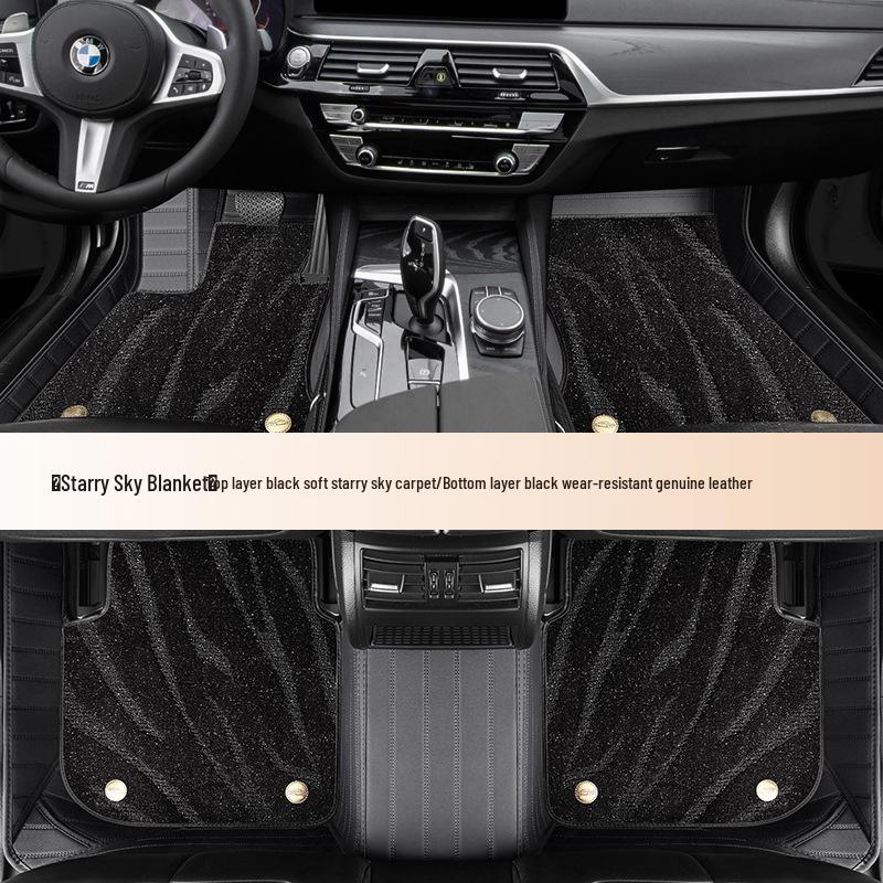 Full Coverage Genuine Leather Starry Sky Car Floor Mats - Double Layered for Thousands of Models