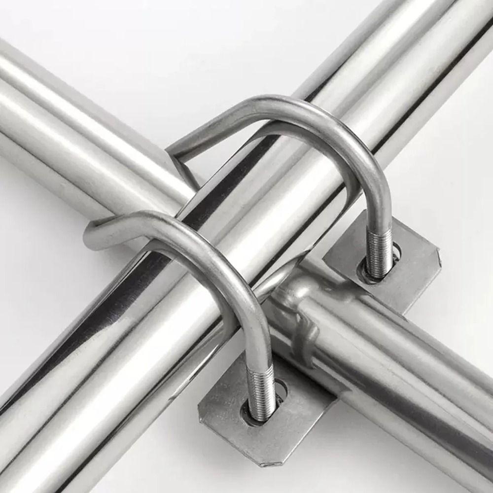 Steel Double U Cross Clamp 20 25 32 40 50 M8 Pipe Clamp Durable Tube Pipe Clip Pipe Connection