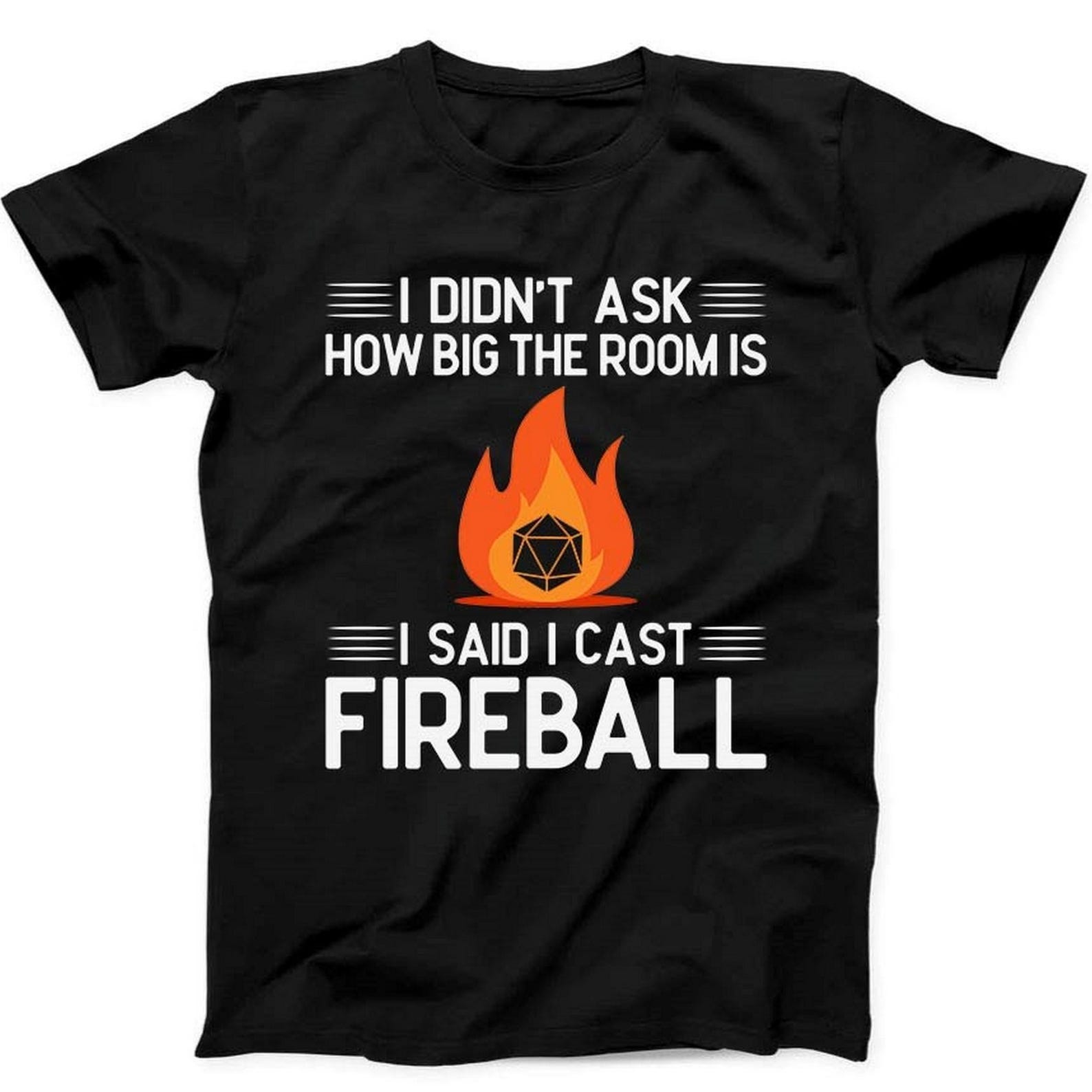DM I Cast Fireball DND Dragon Dungeon Master Wizard Gift Tee Black T Shirt B263 M