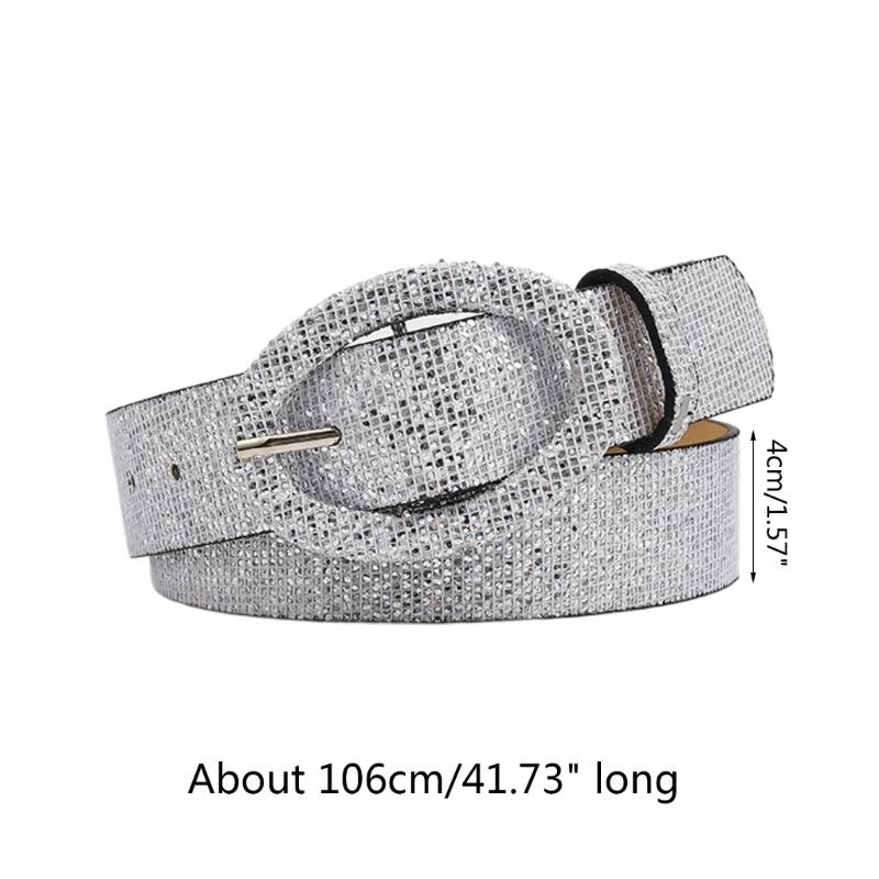 Hot Girls Shinning Sequins Belt for Dress Coat Jeans Waist Belt Harajuku Sequins Wide Waist Belt Ladies Formal Belt