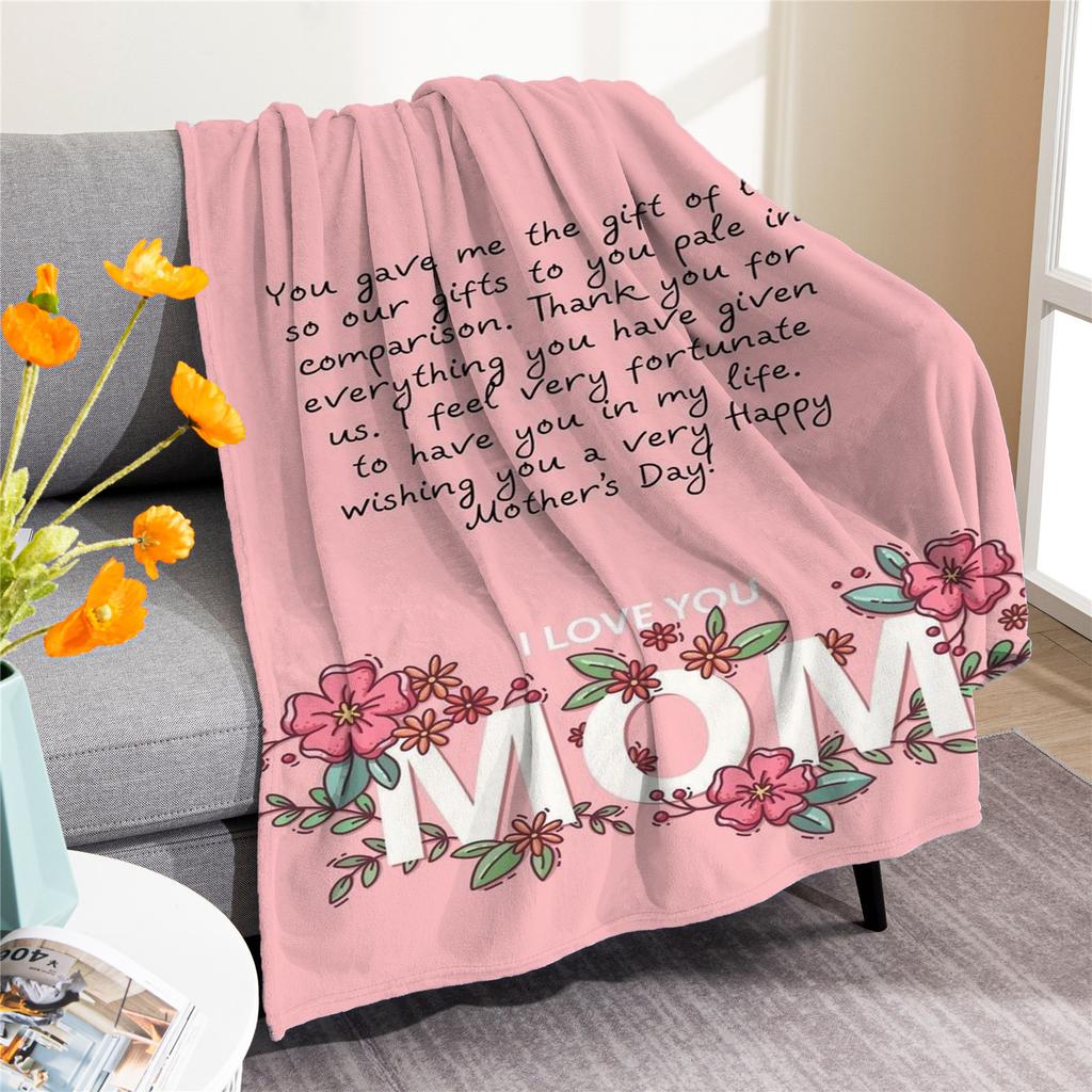 Mothers Day Letters digitalprinted polyester Bedroom velvet flannel soft sofa cover blanket Fleece soft sofa cover blankets