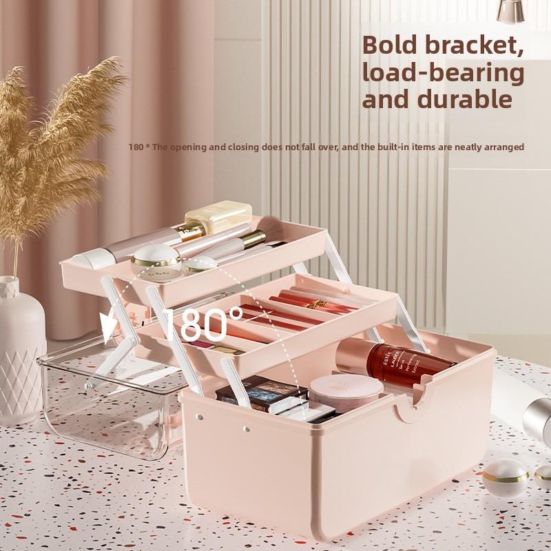Kosmetik-Aufbewahrungsbox mit großer Kapazität Internet-Berühmtheit Kunststoff Staubdicht Transparent Desktop Tragbar Medikamenten-Aufbewahrungsbox