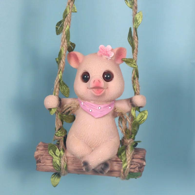 Adorable Pig Pot Hanger: Outdoor Garden Cartoon Animal Ornament for Planters, Courtyard Decor, and Flower Pots Resin Figurine.