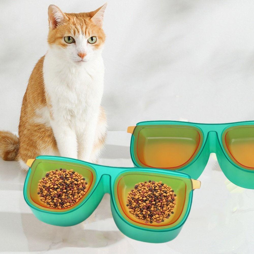 Anti-Knockover Glasses Shape Cat Bowl Large Capacity Pet Slanted Drinking Bowl  for Dogs Cats