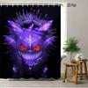 Pokmon Sword And Shield Bede & Allister With Chansey & Gengar Playful Prank Scene 2D Print Waterproof Shower Curtain, Clean Whi