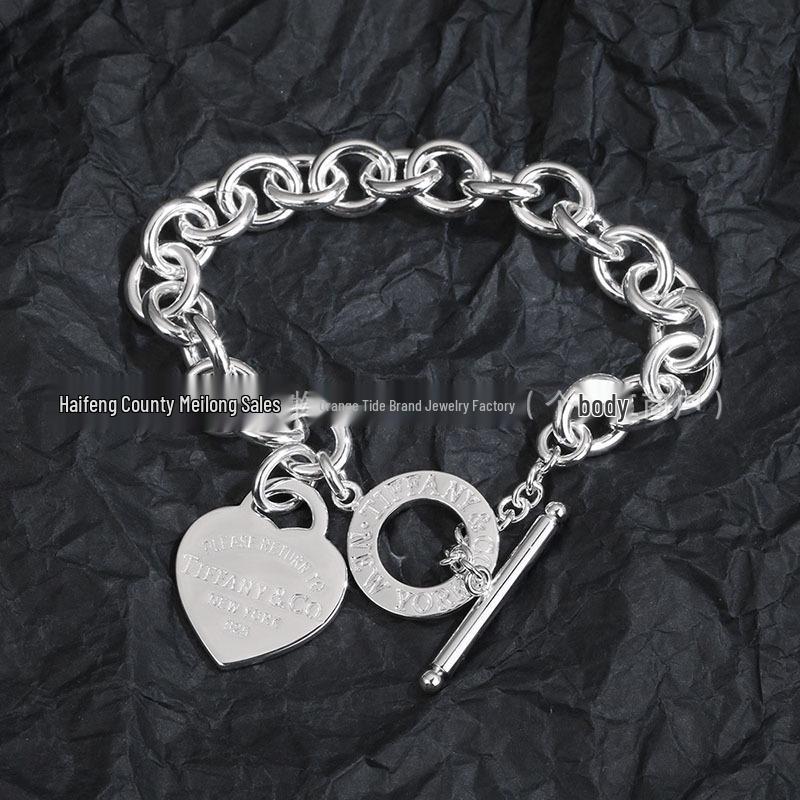 T-Love Heart OT Buckle Necklace & Letter Bracelet Women's Classic Luxury Clavicle Chain