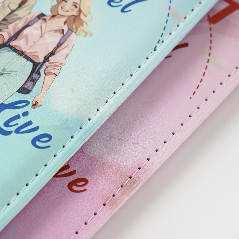 Trendy Print Men Women Passport Cover PU Leather Passport Holder Flight Ticket Holder Travel Passport Wallet ID Card Holder