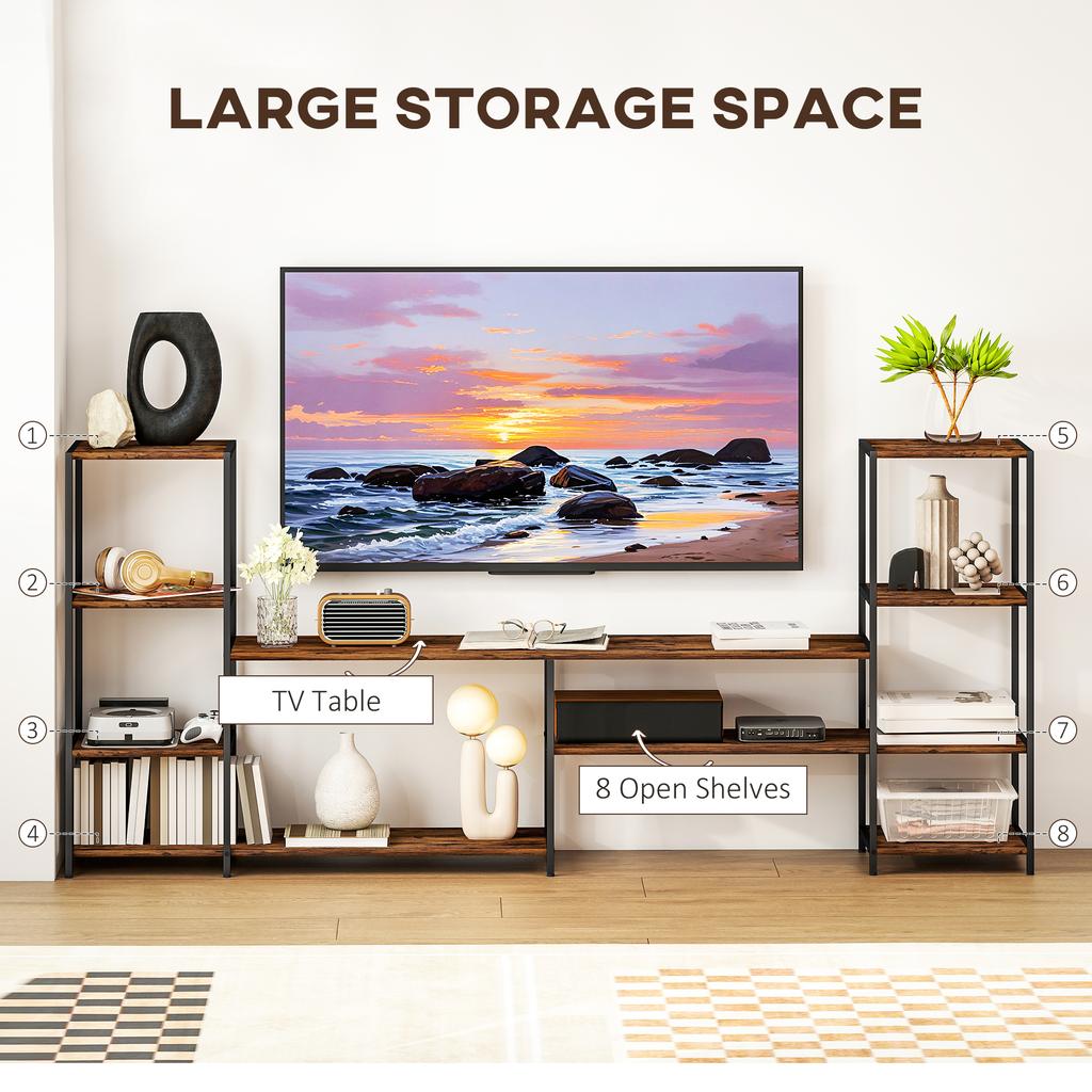 TV Unit for TVs Up To 60 Inches, Industrial TV Stand with Storage Shelves, Entertainment Centre for Living Room, Bedroom