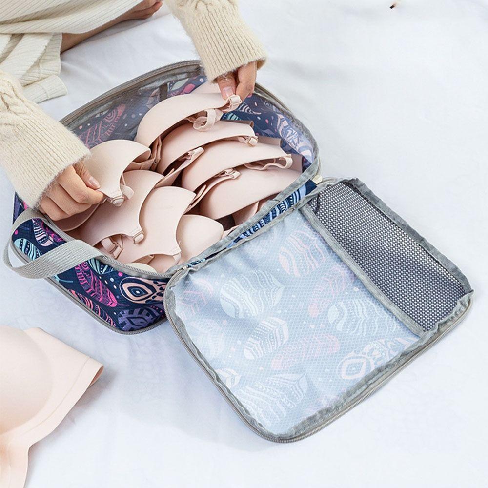 4pcs/set Printed Packing Cubes Foldable Travel Packing Organizer Compression Storage Bag Underwear
