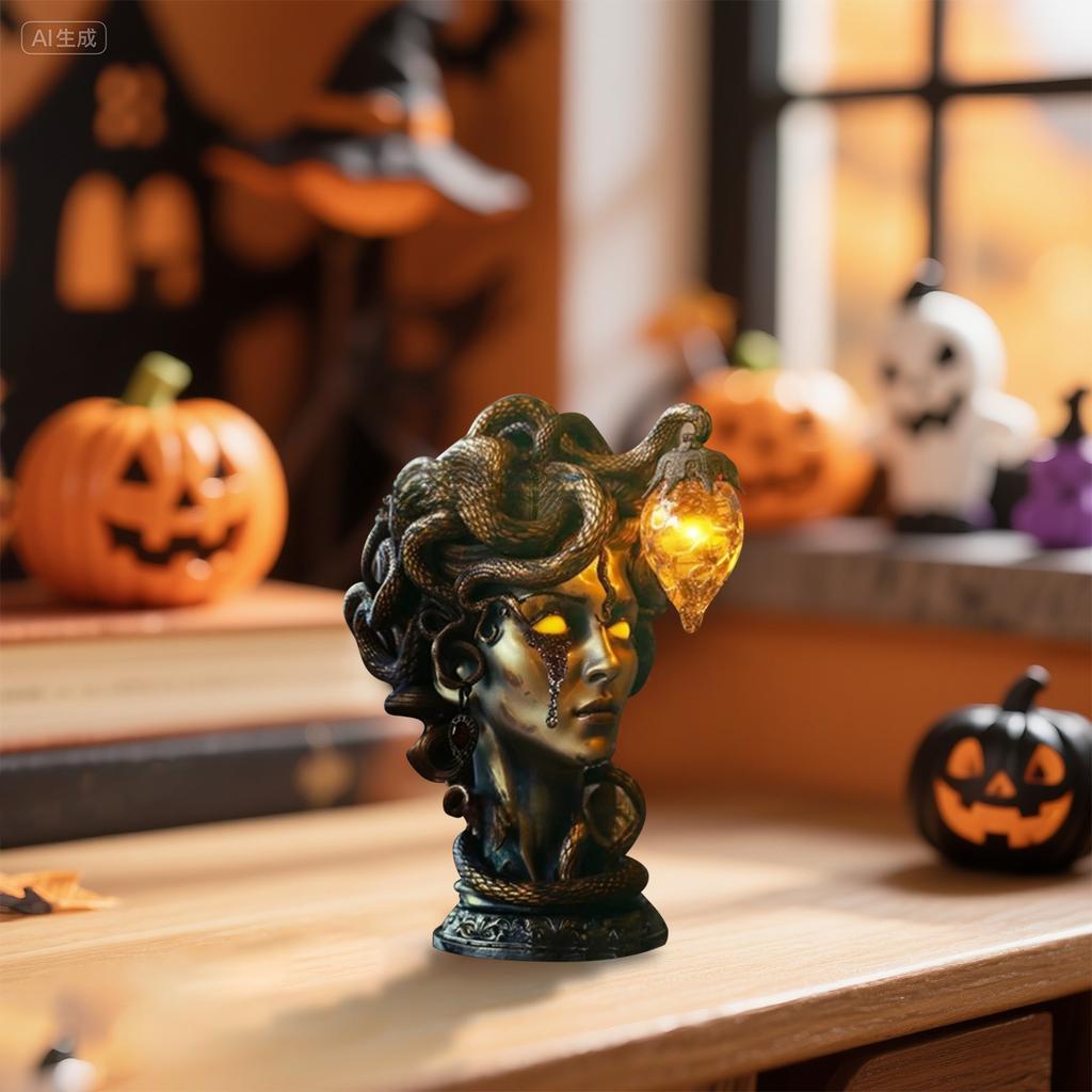 Dark Gothic Style Horror Melancholy Female Statue Table Lamp, Horror Atmosphere, Personalized Fashion Table Lamp Ornament
