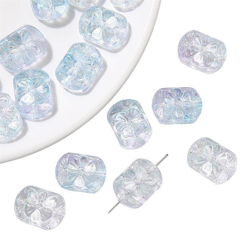 Crystal Glass Beads Double Straight Hole Flower Card Spacers for DIY 10 Pcs