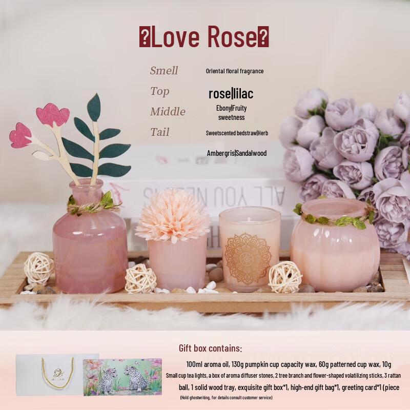 HANDUNYOU Romantic Rose Scented Candle Gift Set