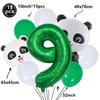 Cartoon Panda Animal Green 32inch Foil Number Balloon Set Children Birthday Party DIY Decoration Baby Shower Kids Animal Balloon