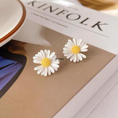 Gänseblümchen Sonnenblumen Ohrstecker - Sommer Chrysantheme Weiße Blumen, Perfekter Urlaubsstil